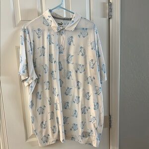 Puma White and Blue Polo Shirt with Patterned Design